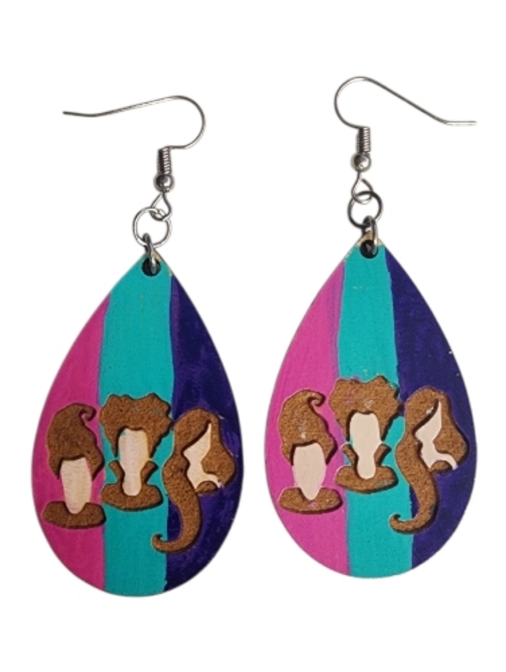 Unity Spectrum Sisters Wood Drop Earrings - Picture 3 of 3